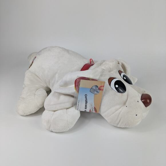 2007 Large Pound Puppy Puppies 01300 Autographed Bowling White Red Collar Plush - Picture 1 of 16